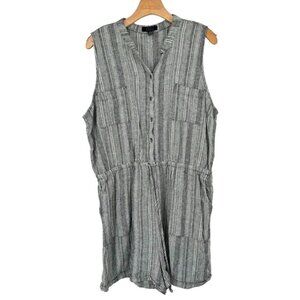 Kelly Renée Striped Sleeveless Romper shorts size  XL Linen Blend womens